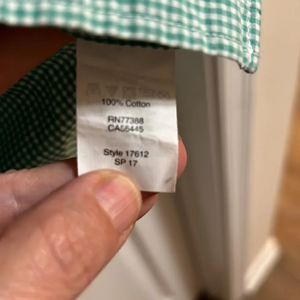 J Crew mens size small green & white dress shirt.